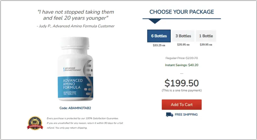 Advanced Amino Formula 6 bottle price